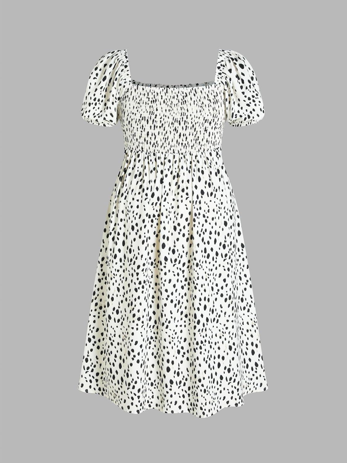 imageVinova Floral Print Dress Womens Puff Sleeve Midi Dress with Slit