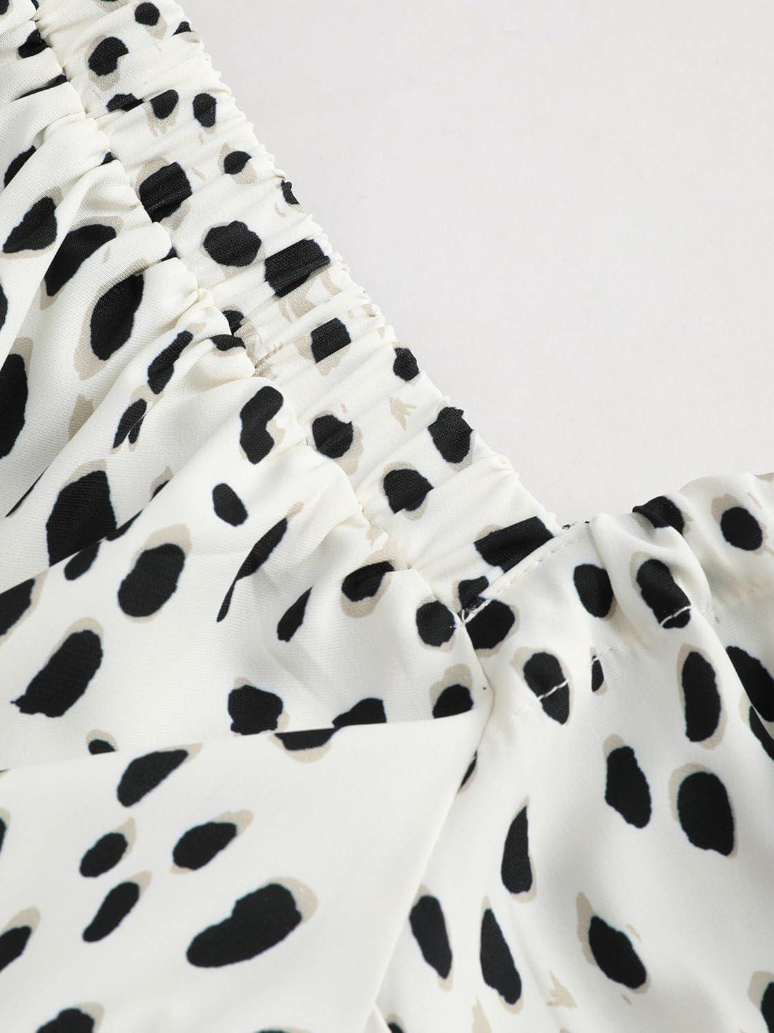 imageVinova Floral Print Dress Womens Puff Sleeve Midi Dress with Slit