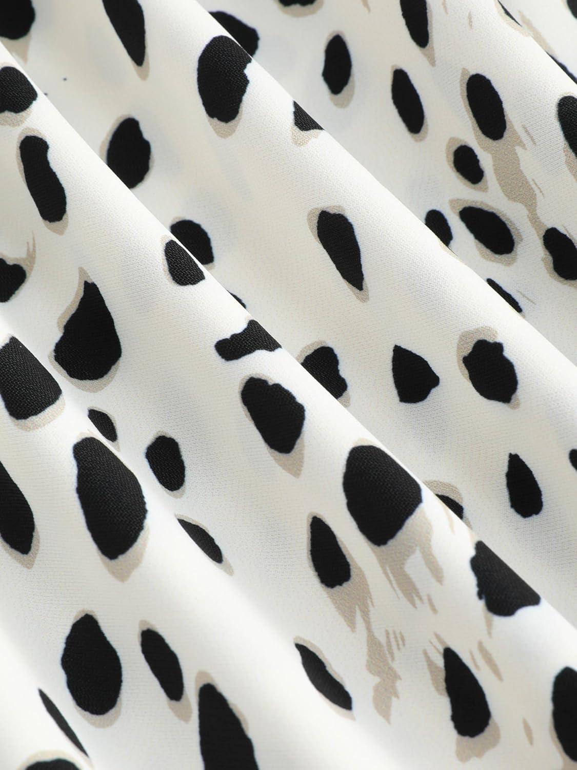 imageVinova Floral Print Dress Womens Puff Sleeve Midi Dress with Slit