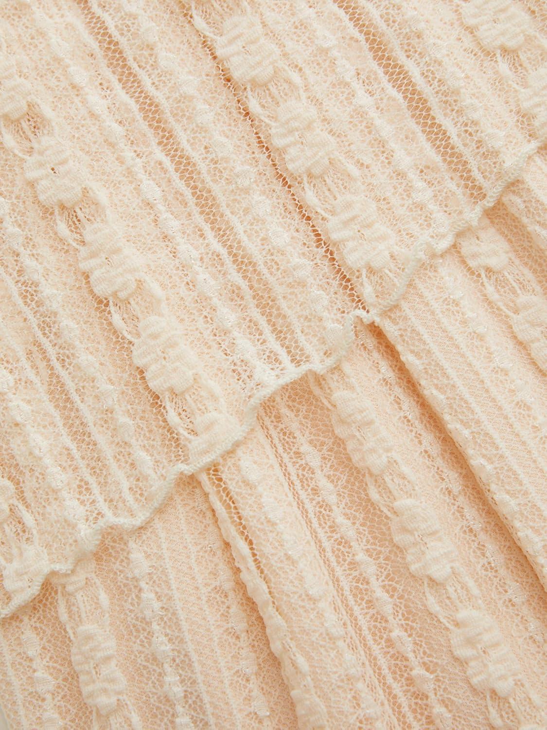 imageVinova Off Shoulder Lace Jumpsuit Long Sleeve Wide Leg Pant SetBeige