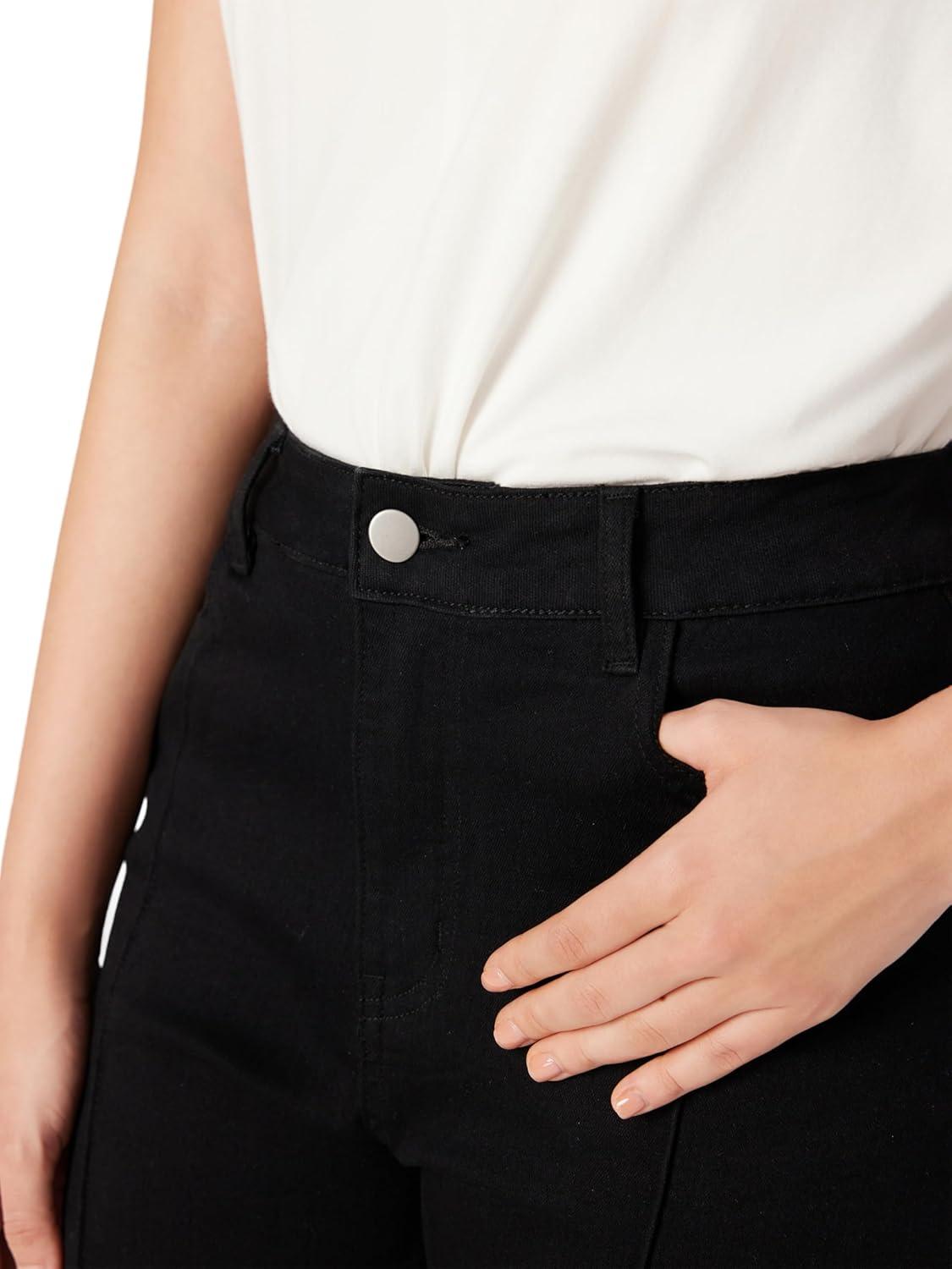 imageVinova Womens High Waist Flare Jeans Bell Bottom Denim Pants Vintage Stretch JeansBlack