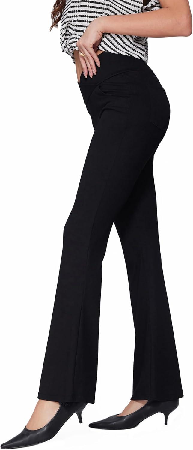 imageVinova Womens Pants Stretchy Flare Leg Bell Bottom Bootcut High Waisted Casual Jeans 2025Black