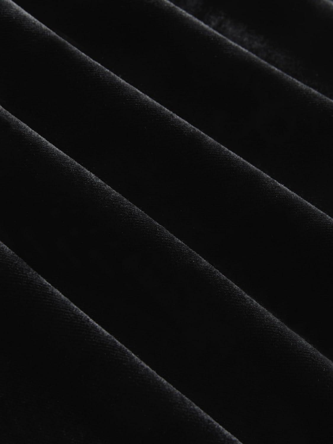 imageVinova Womens Velvet Wide Leg Pants High Waist Belted TrousersBlack