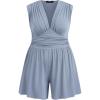 imageVinova Womens Ribbed Knit Romper Deep V Neck Sleeveless Jumpsuit