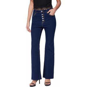 Vinova Flare Jeans for Women Button Down Bell Bottom Stetchy High Waisted Bootcut Denim Pants with Pockets(Dark Denim)