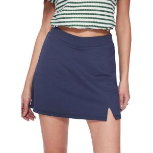 Vinova Mini Skirts for Women Strethy V High Waisted Split Hem Trendy Short Skirts Skorts(Blue)