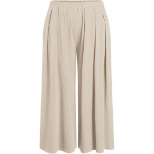 Vinova White Wide Leg Pants Women Elastic Waist Casual Trousers