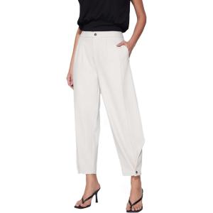 Vinova Womens Barrel Pants Stretchy High Waisted Wide Leg Work Pants Business Casual Outfits 2025(Beige)