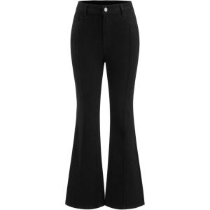 Vinova Womens High Waist Flare Jeans Bell Bottom Denim Pants Vintage Stretch Jeans(Black)