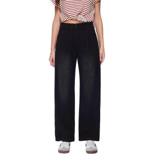 Vinova Womens Wide Leg Baggy Jeans Stretchy Pleated High Waisted Denim Pants Trouser Jeans(Carbon)