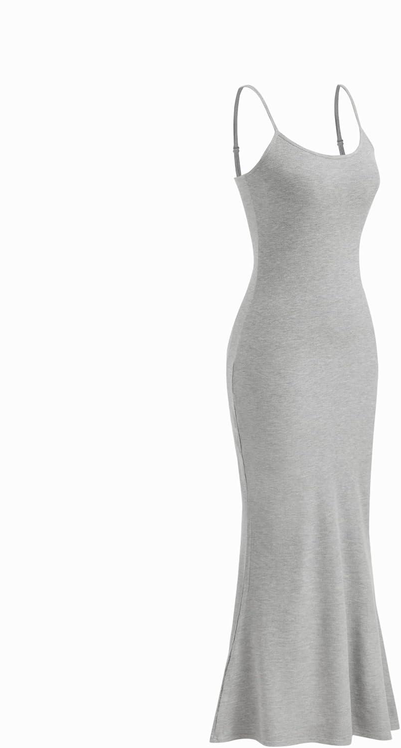 imageVinova Womens Slip Dress Shaping Bodysuit Combo Maxi Length DressGrey