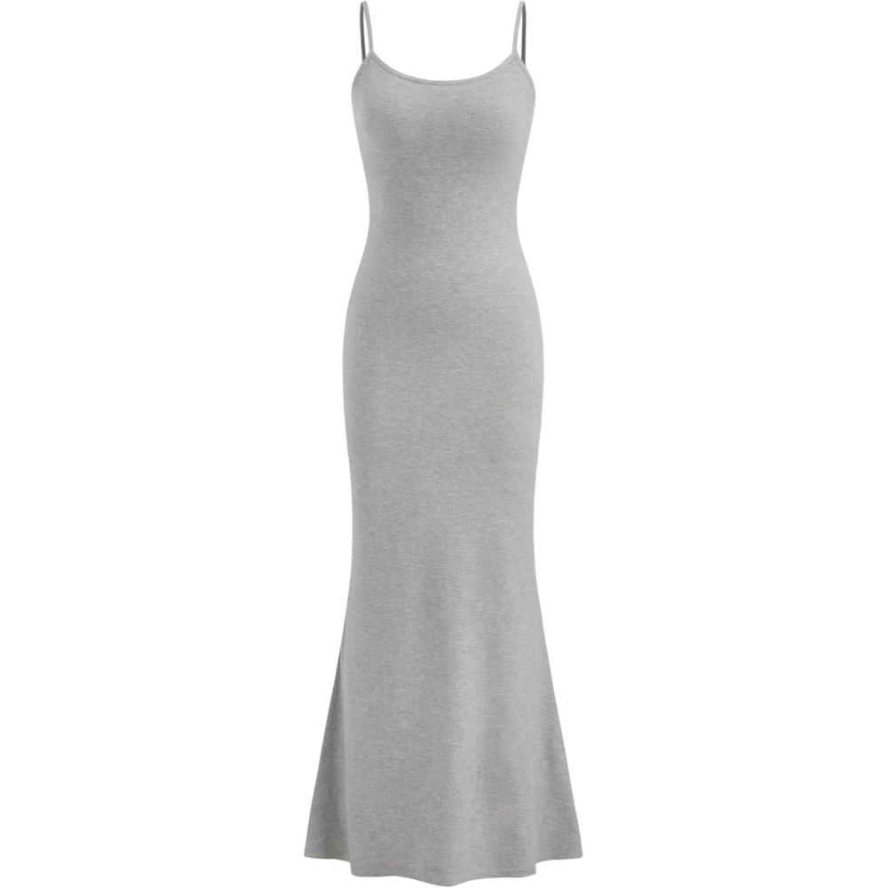imageVinova Womens Slip Dress Shaping Bodysuit Combo Maxi Length DressGrey