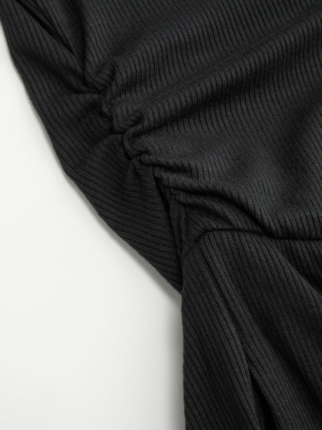 imageVinova Women HighStretch Solid Cowl Neck Long Sleeves Casual Wide Leg JumpsuitsBlack