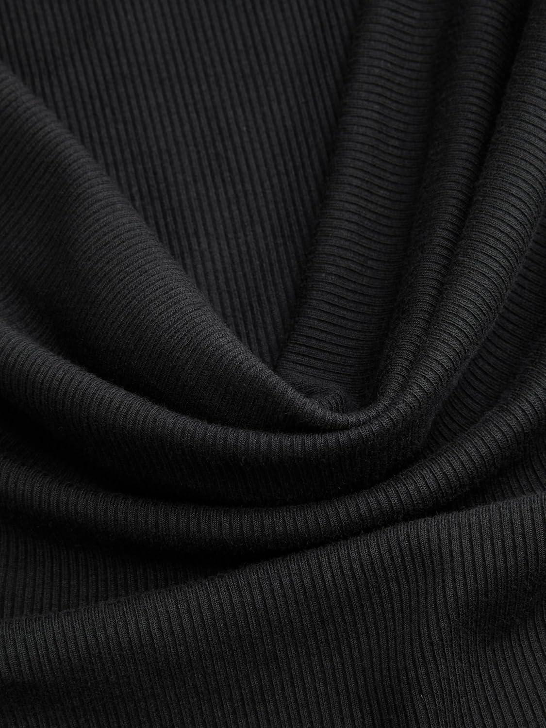 imageVinova Women HighStretch Solid Cowl Neck Long Sleeves Casual Wide Leg JumpsuitsBlack