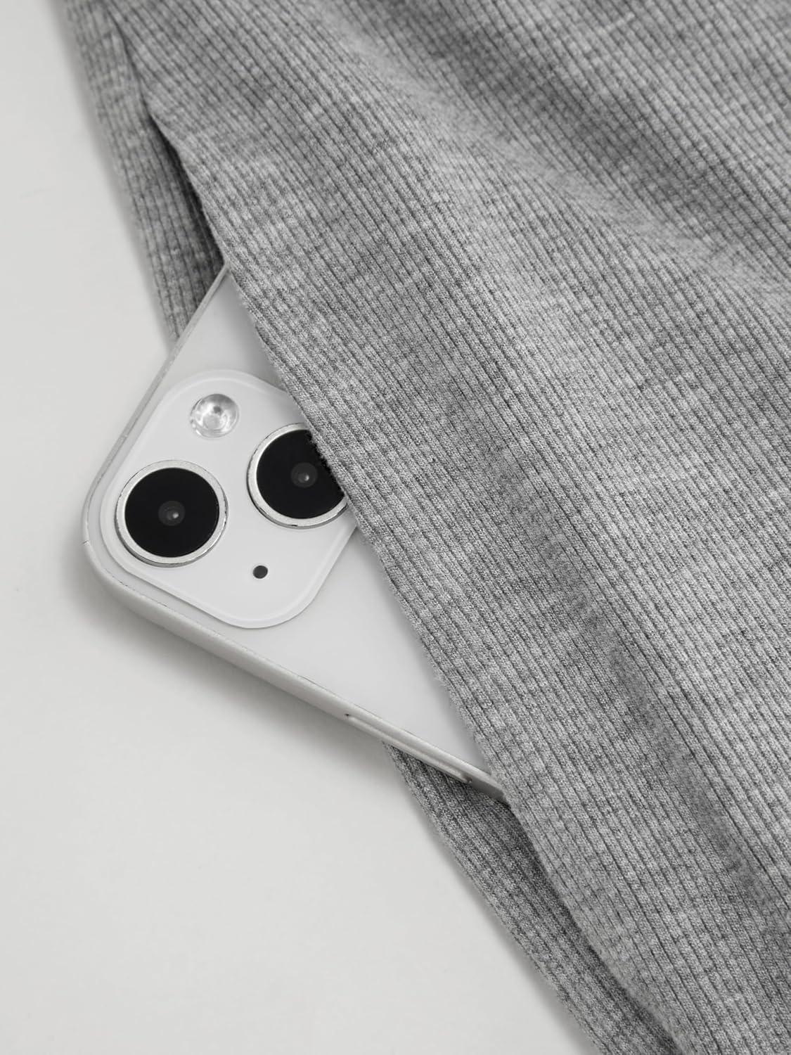 imageVinova Women HighStretch Solid Cowl Neck Long Sleeves Casual Wide Leg JumpsuitsDark Grey