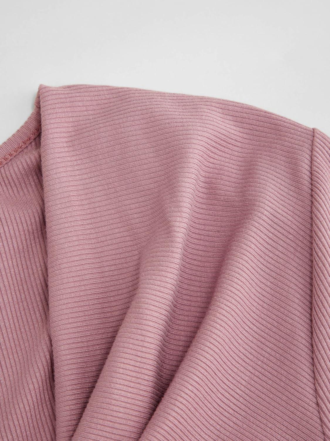 imageVinova Women HighStretch Solid Cowl Neck Long Sleeves Casual Wide Leg JumpsuitsPink