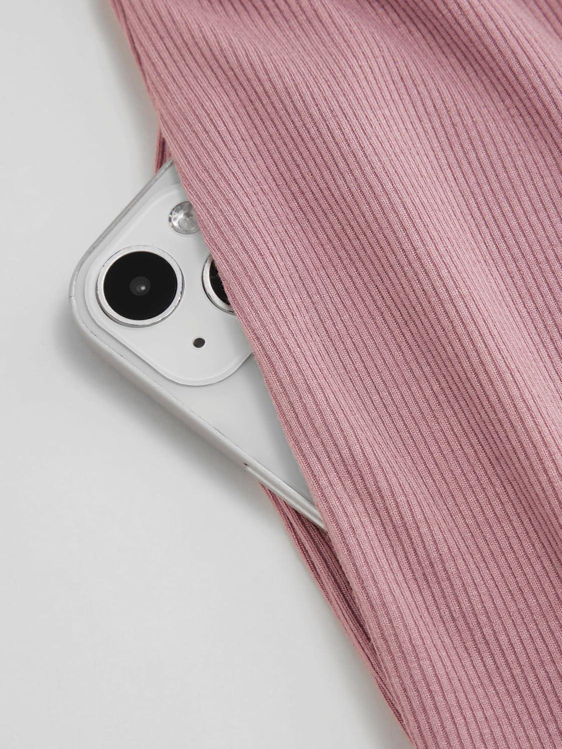 imageVinova Women HighStretch Solid Cowl Neck Long Sleeves Casual Wide Leg JumpsuitsPink