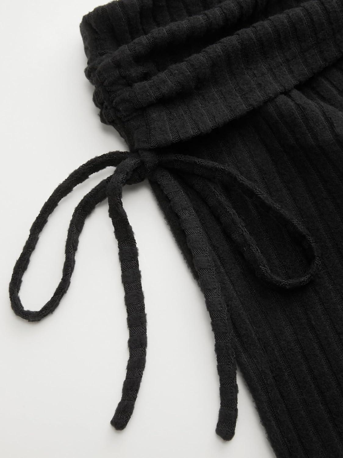 imageVinova Off Shoulder Knit Dress Long Sleeve Tie Detail Midi DressBlack