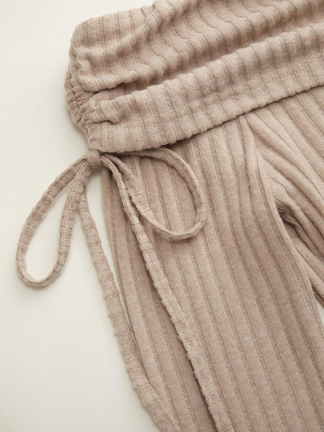 imageVinova Off Shoulder Knit Dress Long Sleeve Tie Detail Midi DressKhaki