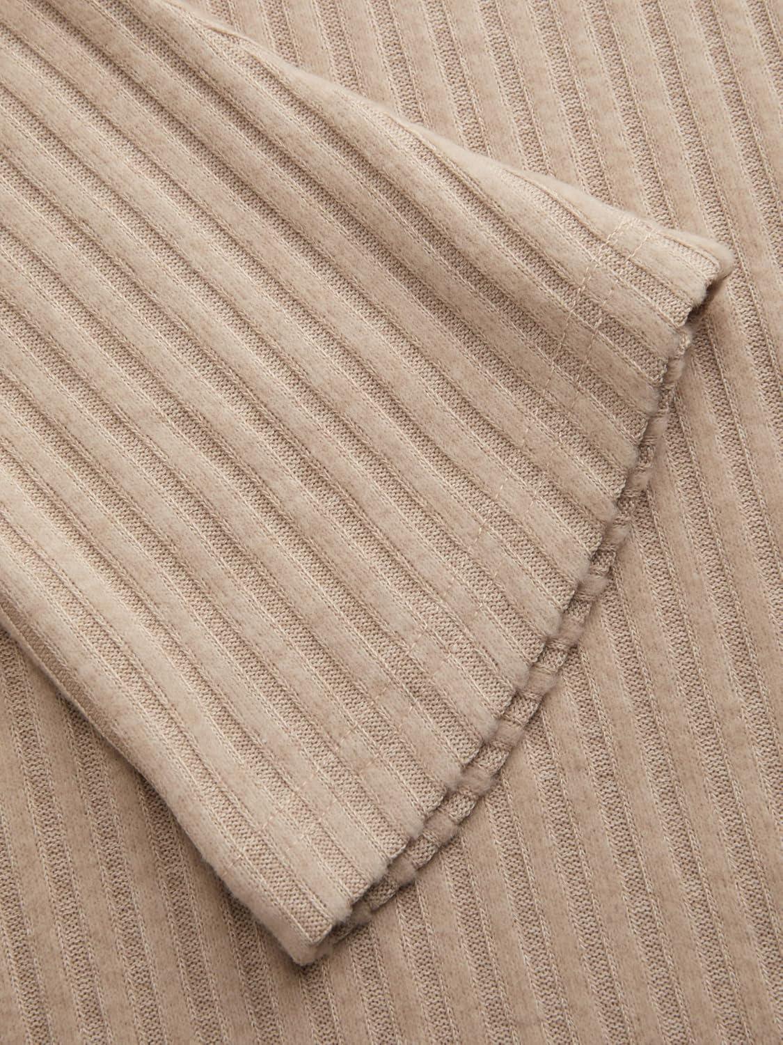 imageVinova Off Shoulder Knit Dress Long Sleeve Tie Detail Midi DressKhaki