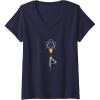 imageFemme Yoga drle de femmes cadeaux dexercice de yoga de fille TShirt avec Col en VBleu Marine