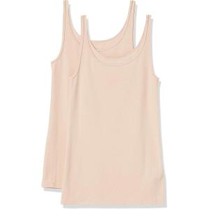 Amazon Essentials Débardeur Coupe ajustée à Fines Bretelles Femme, Lot de 2(Beige Clair)