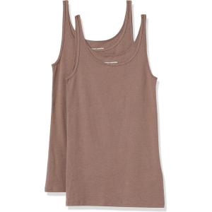 Amazon Essentials Débardeur Coupe ajustée à Fines Bretelles Femme, Lot de 2(Beige Foncé)