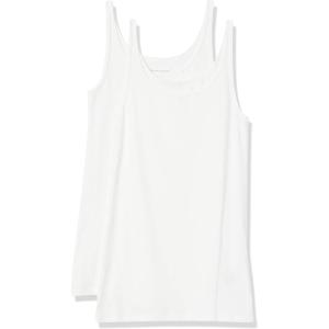 Amazon Essentials Débardeur Coupe ajustée à Fines Bretelles Femme, Lot de 2(Blanc)