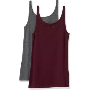 Amazon Essentials Débardeur Coupe ajustée à Fines Bretelles Femme, Lot de 2(Bordeaux/Charbon Chiné)