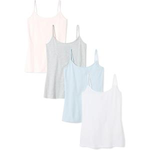 Amazon Essentials Femme Caraco Coupe Cintrée(Blanc/Bleu Clair/Gris Clair Chiné/Rose Pâle)