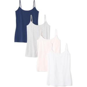 Amazon Essentials Femme Caraco Coupe Cintrée(Blanc/Bleu Foncé/Gris Clair Chiné/Rose Pâle)