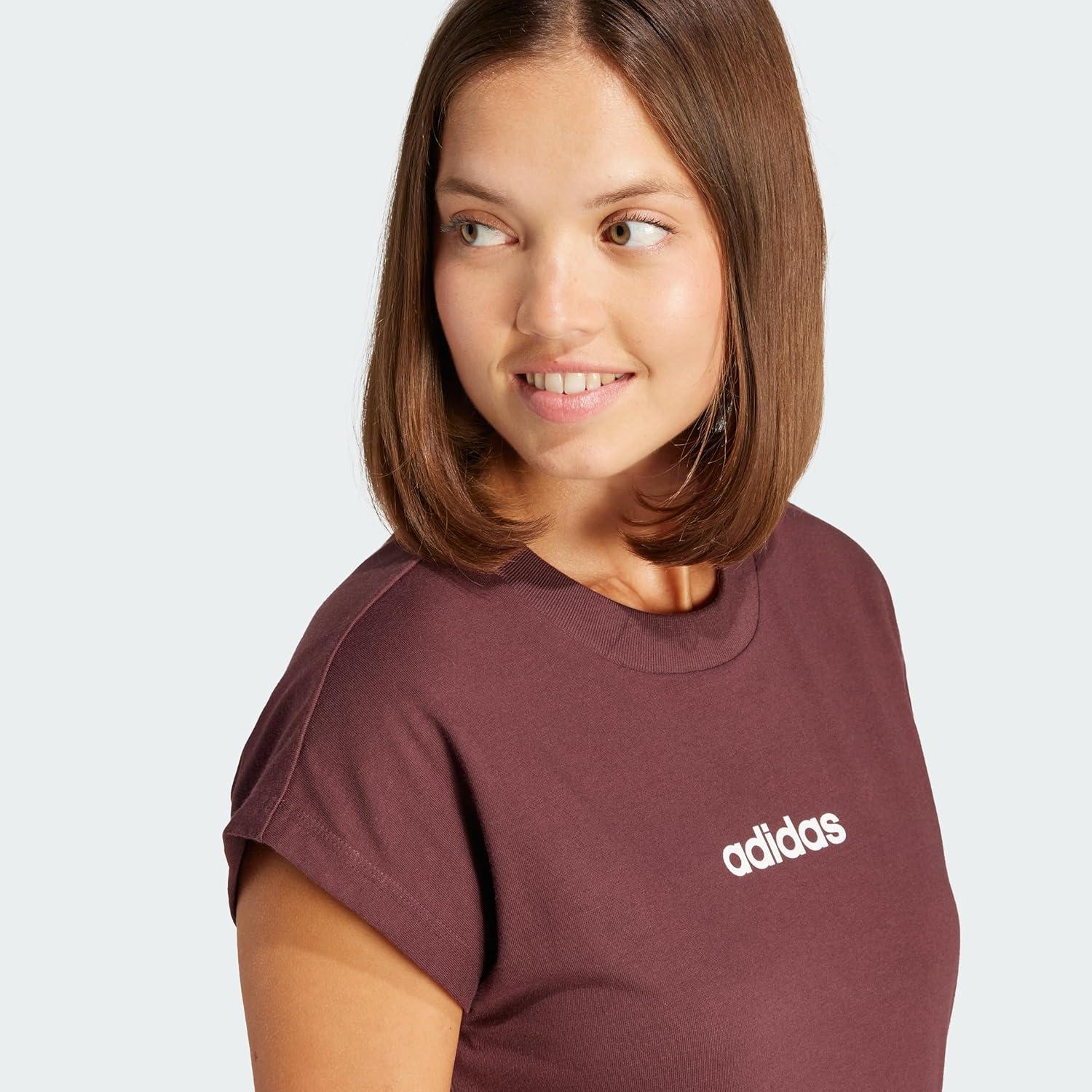 imageadidas Essentials Linear Cotton TShirt TShirt Femme Lot de 1Aurora Ruby White