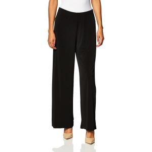 AGB Soft Knit Palazzo Wide Leg Pant (Petite, Standard and Plus Sizes) Pantalons Femme(Noir)