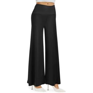 Pantalon Palazzo Femme Taille Haute Casual Élastique Jambe Large Pantalon de Costume, Noir-, S