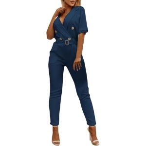 Générique Combinaison Femme Mariage Tenues Élégante Tailleurs Ensemble Pantalon Chic Et Elegant Tenue Ceremonie Tailleur Pour Salopette Jumpsuit Combinaisons Combishorts Ete Fluide Mode Soiree Costume(Bleu #1)