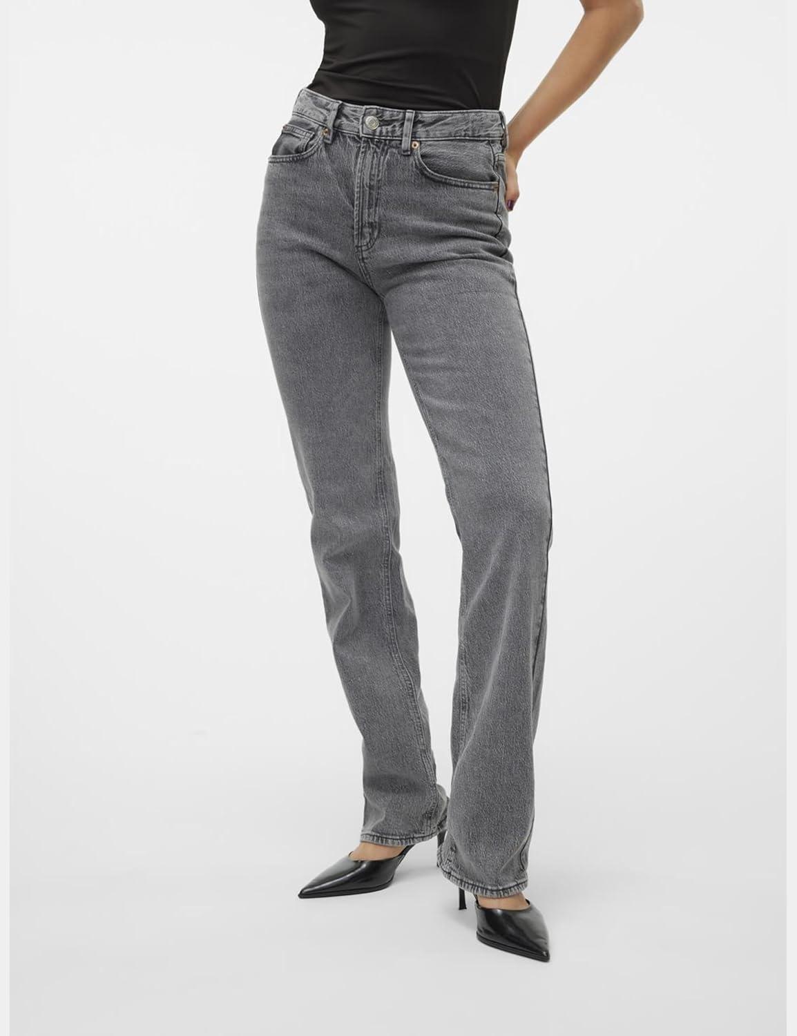image:imageVERO MODA Jean Coupe Droite VMTESSA Taille Haute Straight Fit JeansMedium Grey Denim