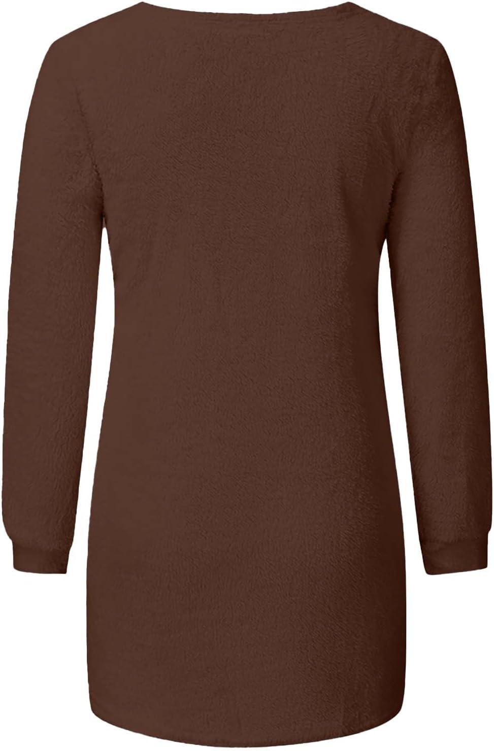 image:imagePull Femme Hiver Long Polaire Pull Col V Automne lgant Mode Couleur Unie Pulls Manches Longues Pulls Curvy Pull Dcontract Sweater Confortable Chaud Pullover JumpersCaf