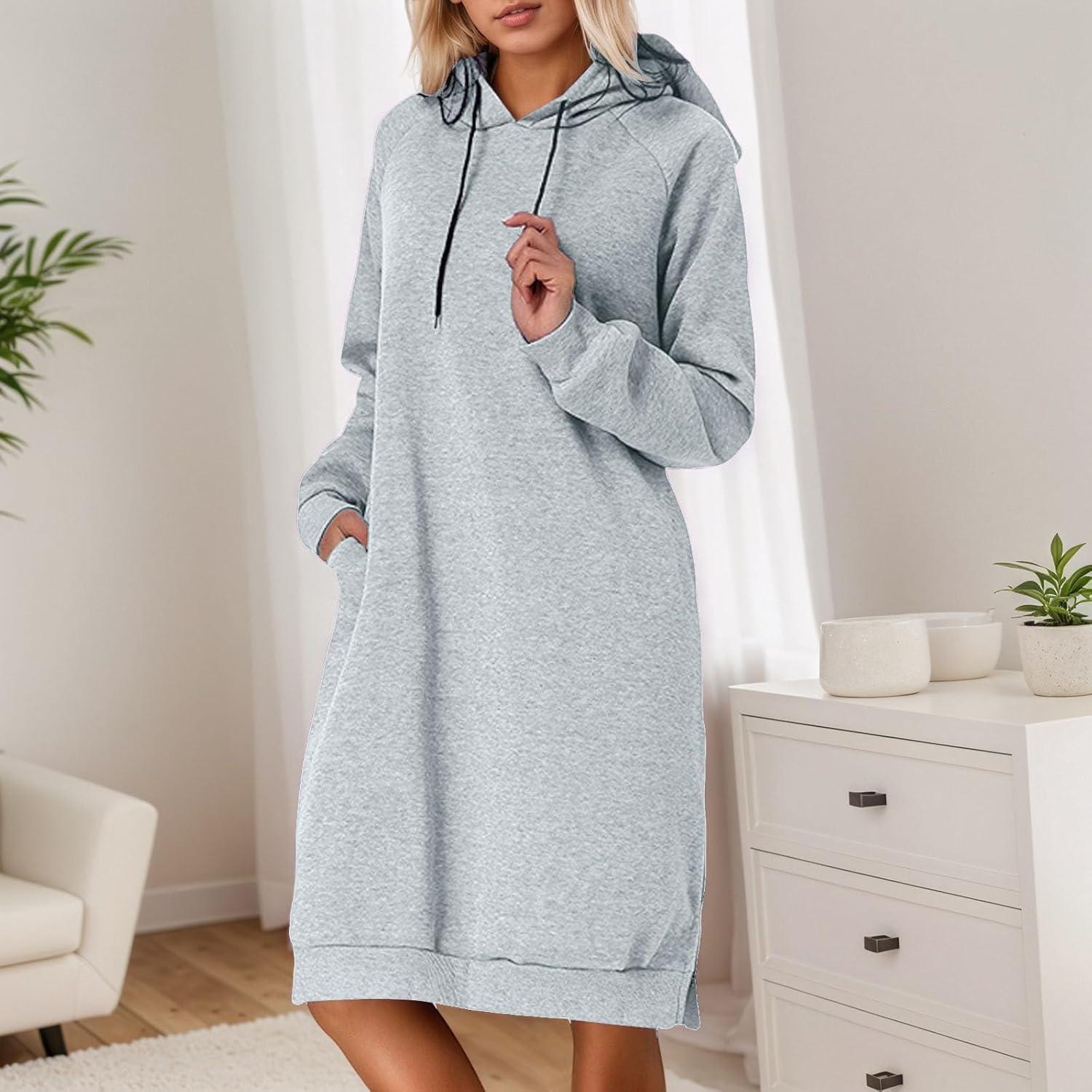 image:image2025 Femmes paississant Long Molleton Sweatshirt String Hoodie Robe Pull Pull Grande Taille Pull Col PullGy1