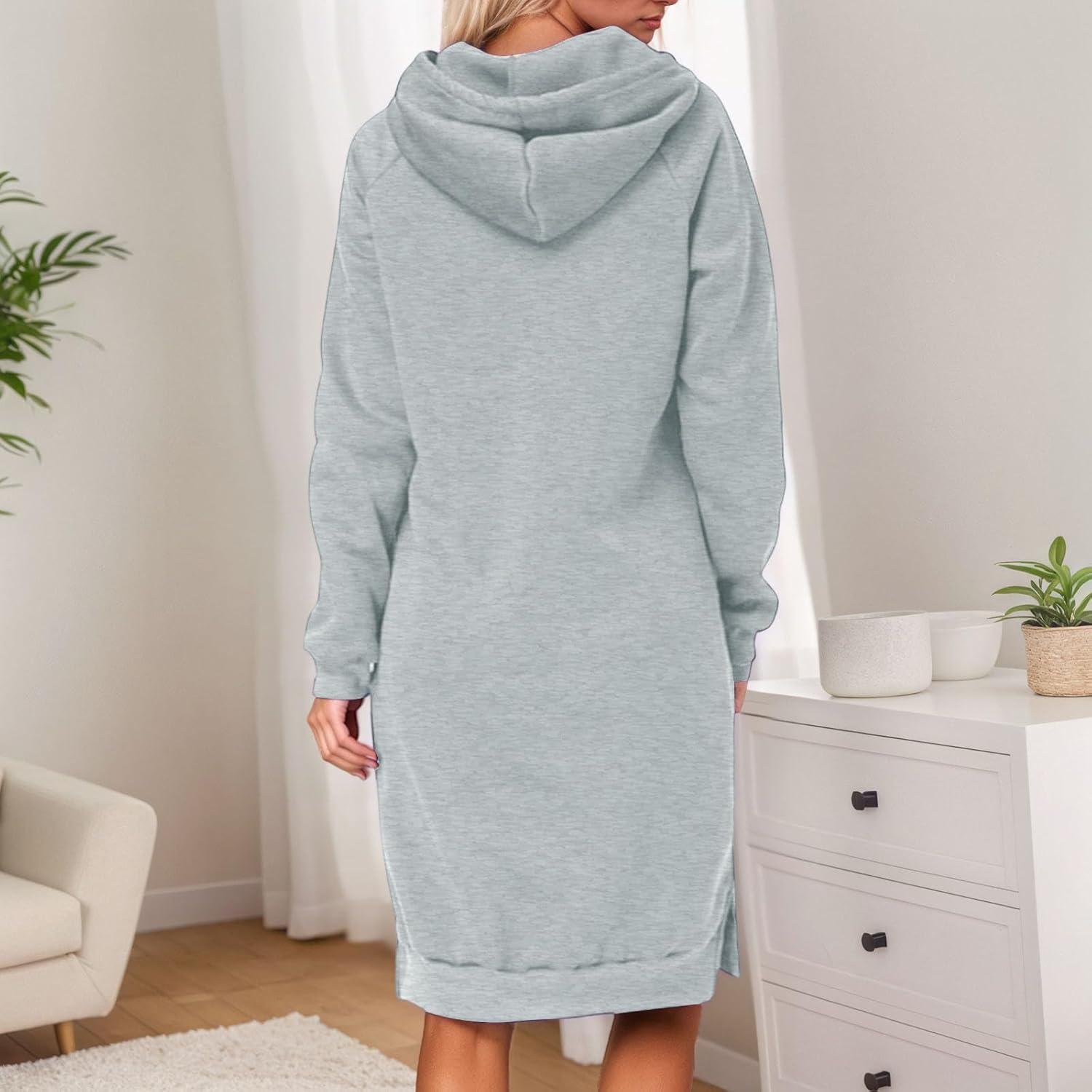image:image2025 Femmes paississant Long Molleton Sweatshirt String Hoodie Robe Pull Pull Grande Taille Pull Col PullGy1