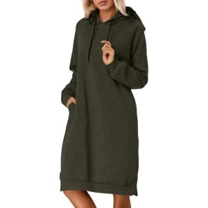 2025 Femmes Épaississant Long Molleton Sweatshirt String Hoodie Robe Pull Pull Grande Taille Pull Col Pull(Vert)