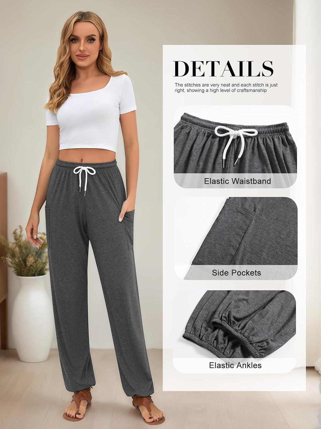image:imageQIANXIZHAN Boho Palazzo Pants Mous Palazzo FemmeGris Fonc