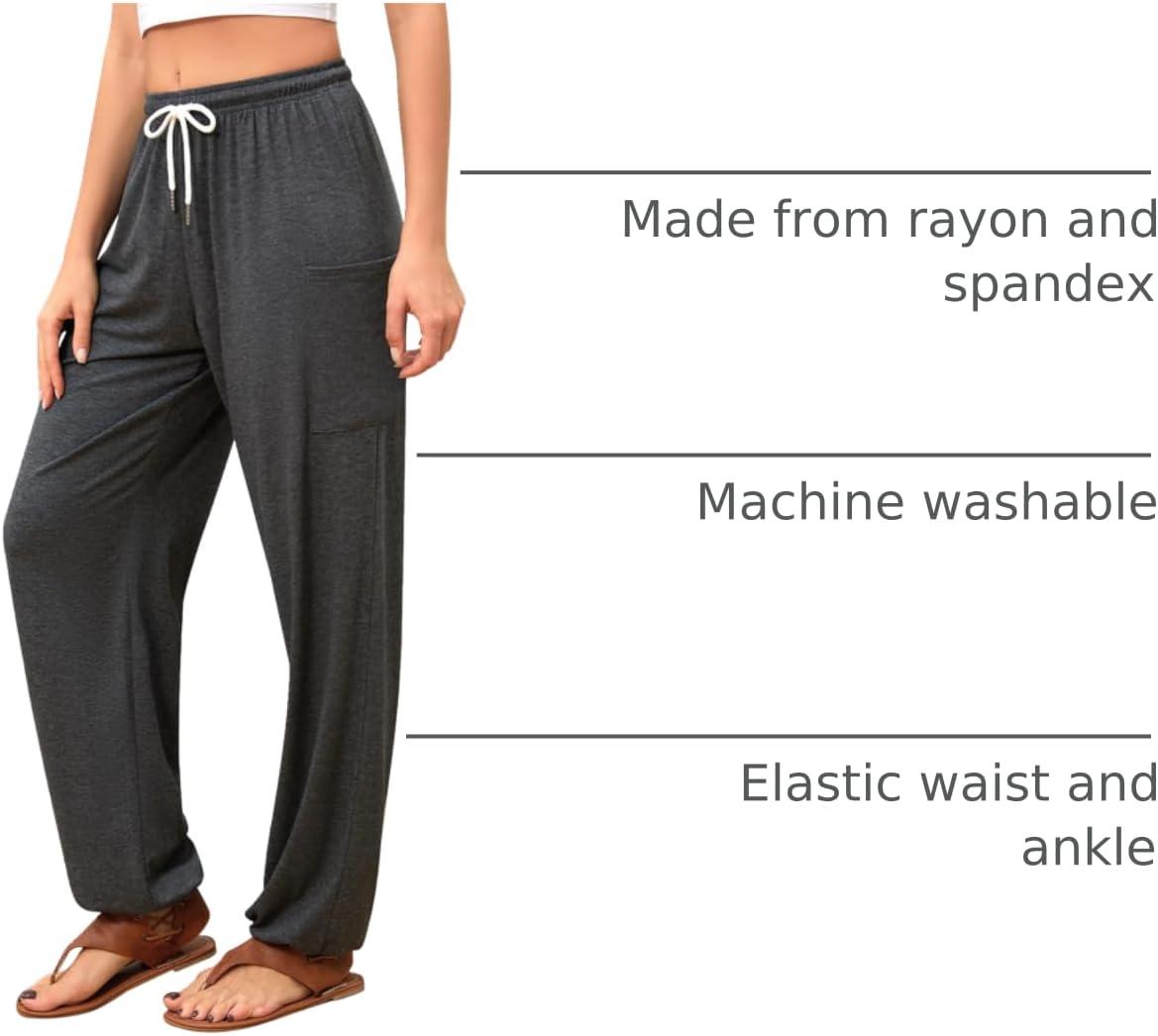 image:imageQIANXIZHAN Boho Palazzo Pants Mous Palazzo FemmeGris Fonc