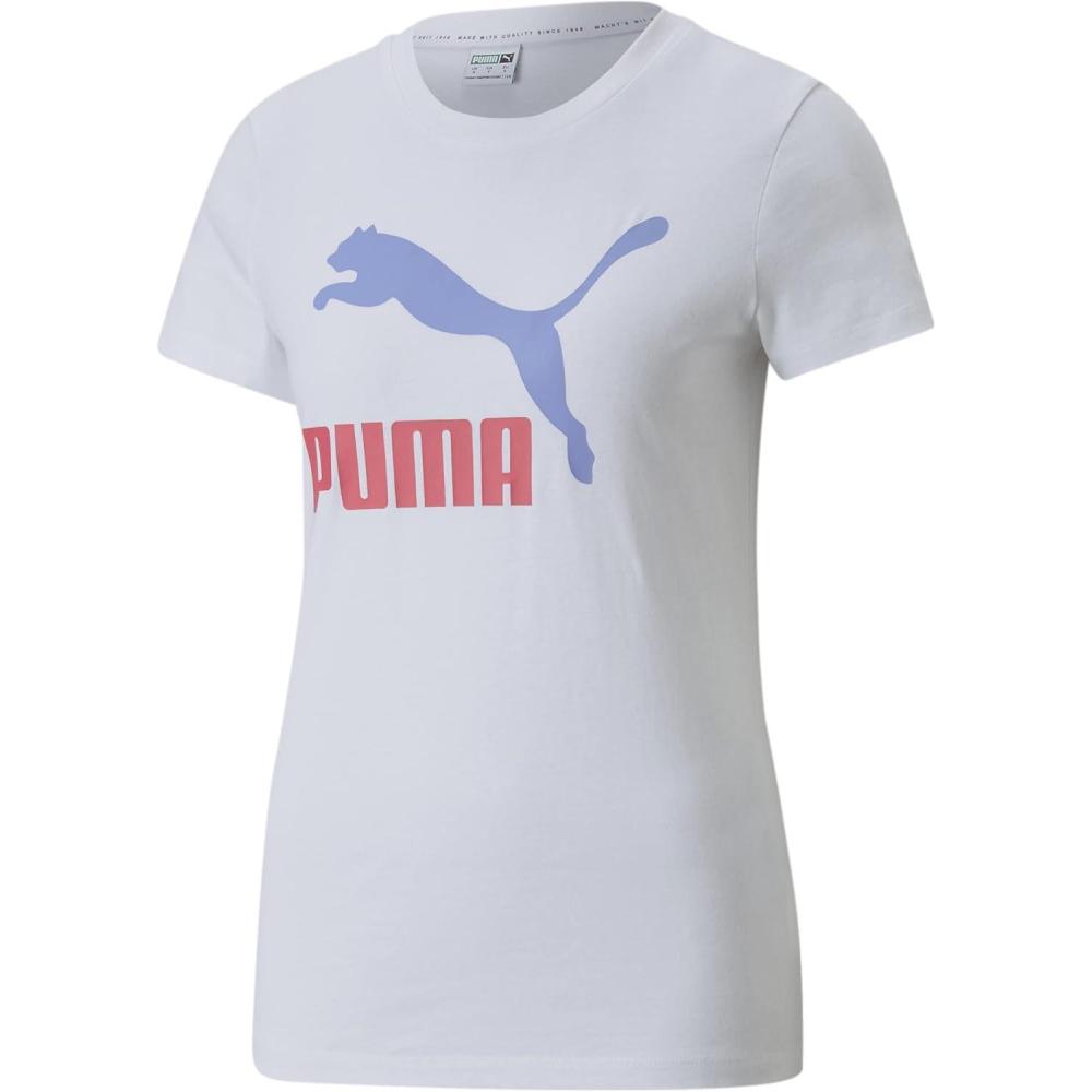 image:imagePUMA Classics Logo Tee S TShirt FemmeBlanc Lavande Pop