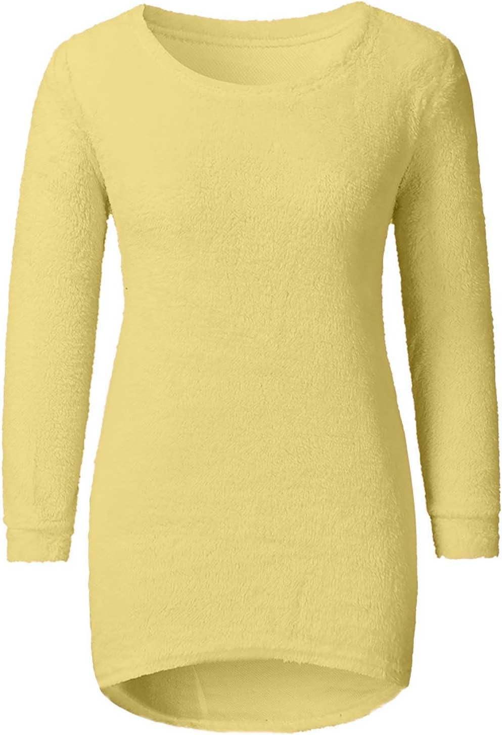 image:imagePull Femme Automne Hiver Col Rond DContract Ample Mohair Tricot Jacquard Couleur Unie Chic Elegant Sweat Femme Polaire Chaud Ample Mode Pullover Manche Longue Pulls Tops Pas CherJaune