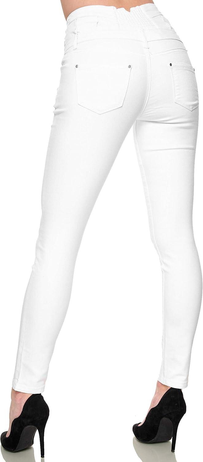 image:imageElara Jeans Femmes Stretch Taille Haute Skinny ChunkyrayanBlanc