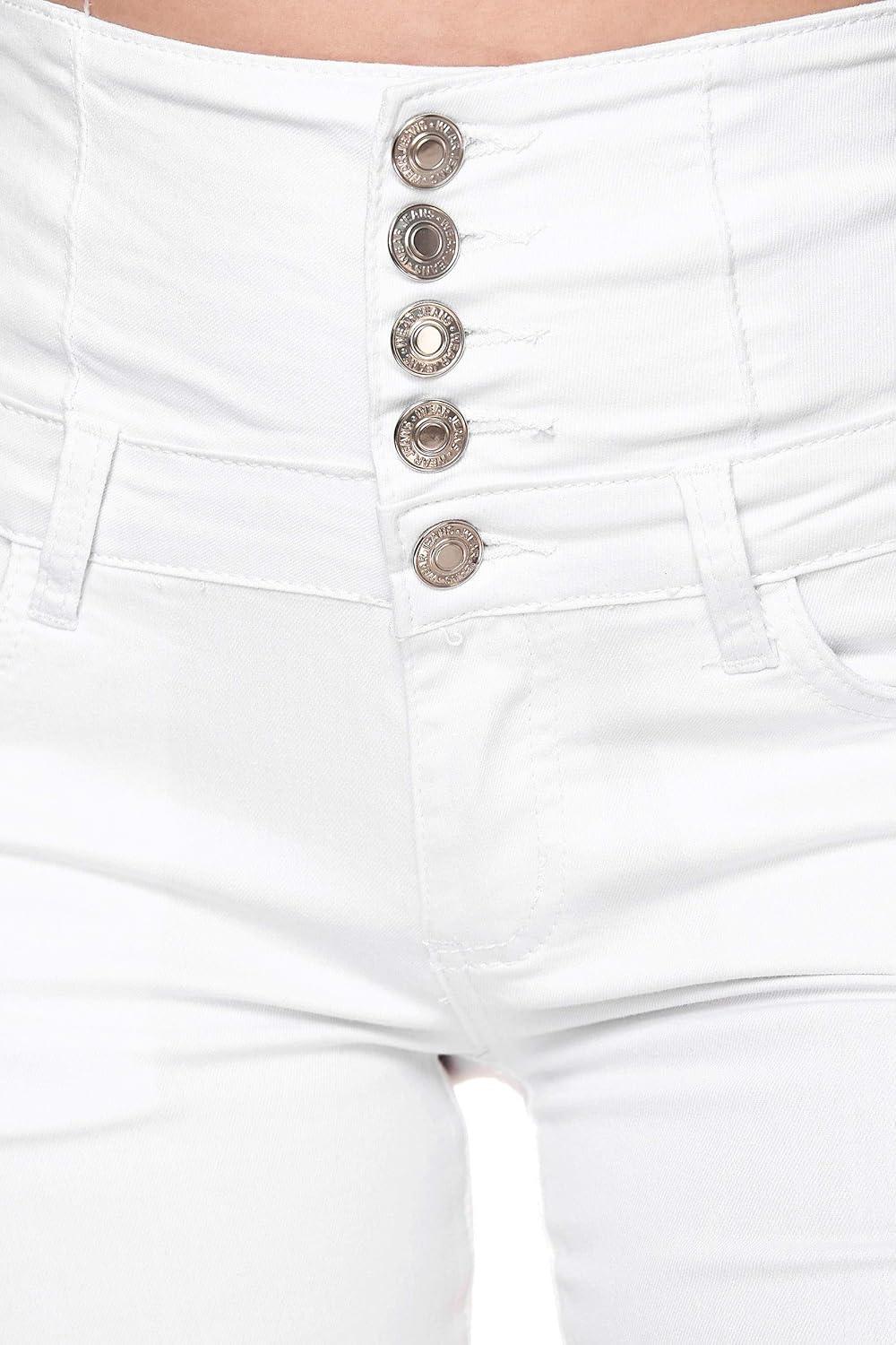 image:imageElara Jeans Femmes Stretch Taille Haute Skinny ChunkyrayanBlanc