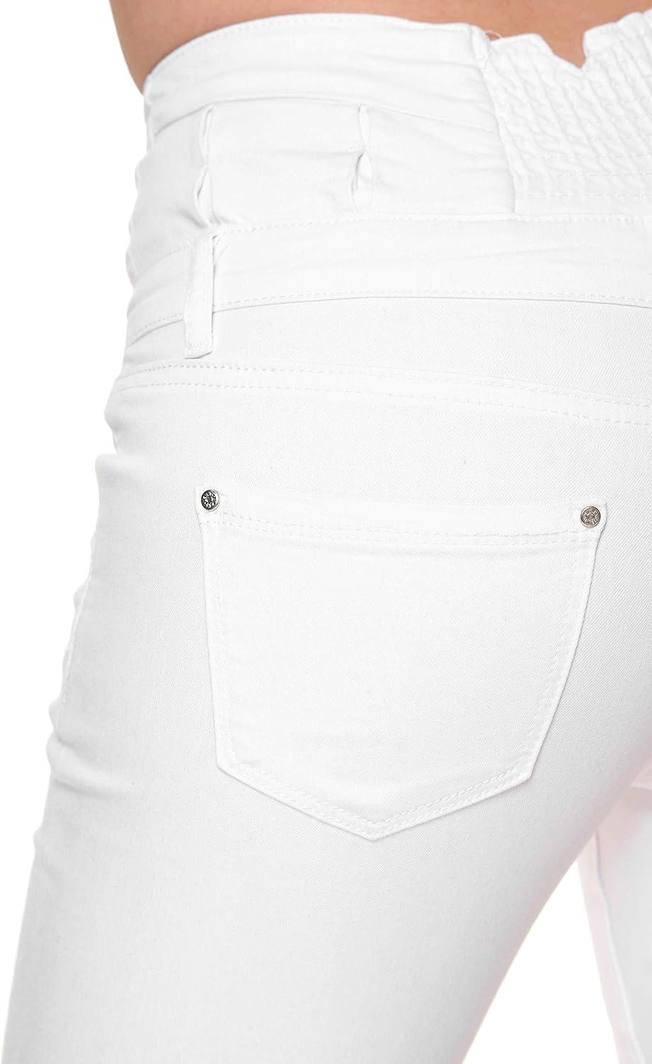 image:imageElara Jeans Femmes Stretch Taille Haute Skinny ChunkyrayanBlanc