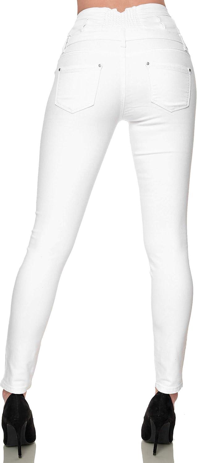 image:imageElara Jeans Femmes Stretch Taille Haute Skinny ChunkyrayanBlanc