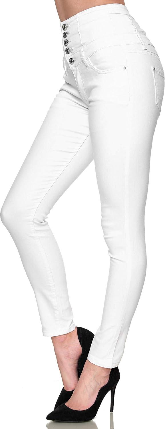 image:imageElara Jeans Femmes Stretch Taille Haute Skinny ChunkyrayanBlanc