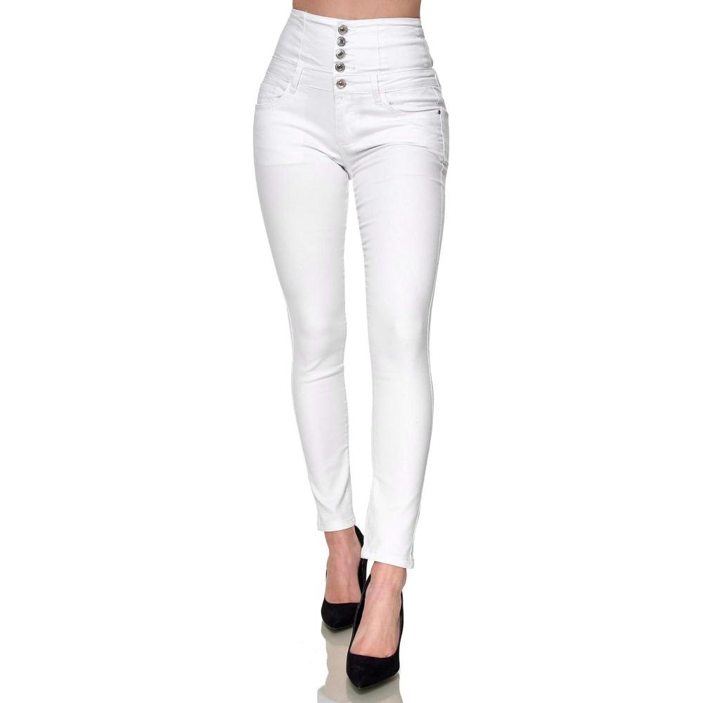 image:imageElara Jeans Femmes Stretch Taille Haute Skinny ChunkyrayanBlanc